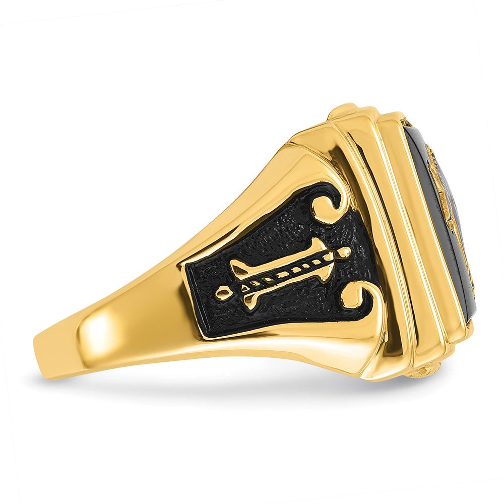 High-quality 14K Men's Masonic Ring with Onyx Accents - Stylish & Affordable