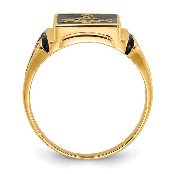 14K Men's Masonic Ring - Polished, Textured - Style GR1-1015364