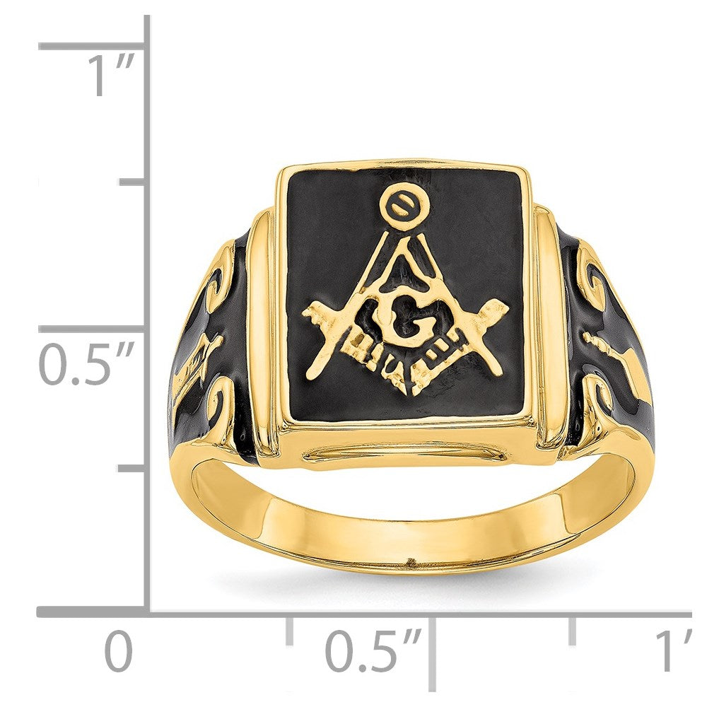 Shop Exclusive 14K Men's Masonic Ring - Polished, Textured, Affordable Luxury