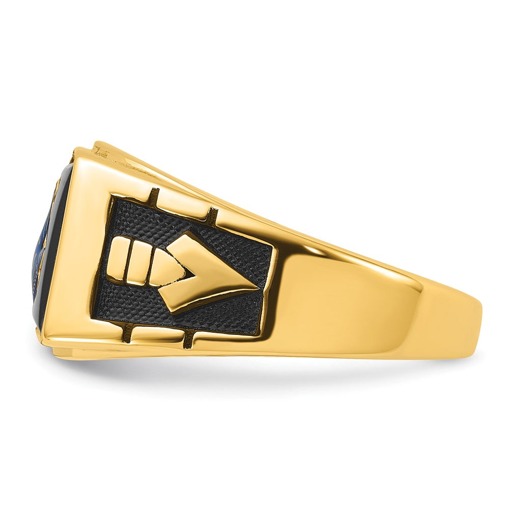 Exclusive 14K Men's Masonic Ring - Stylish Polished Finish & Onyx Accents