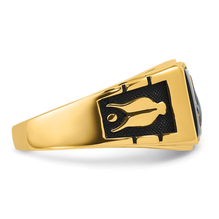 Exclusive 14K Men's Masonic Ring - Stylish Polished Finish & Onyx Accents-9