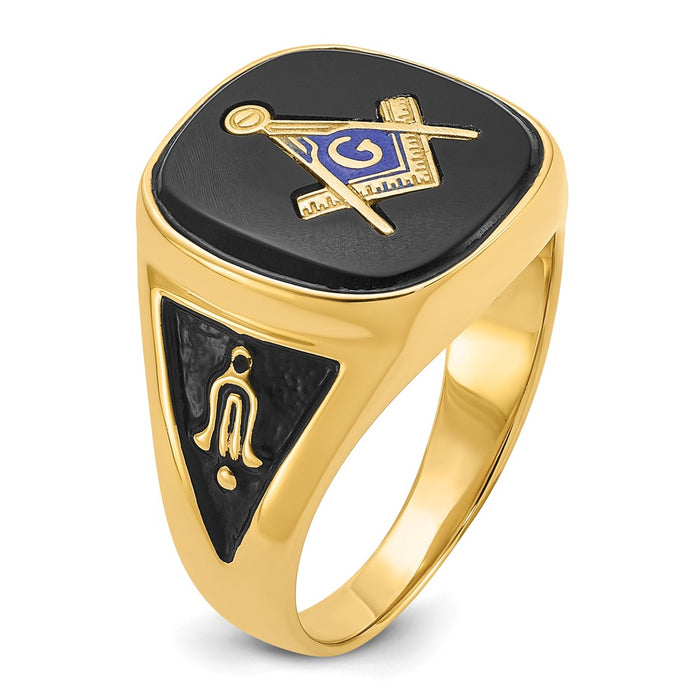 Shop Exclusive 14K Men's Masonic Ring, Polished Finish, Black Enamel & Onyx Accents-8