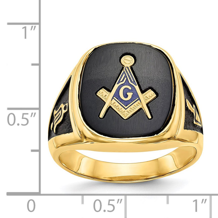 Shop Exclusive 14K Men's Masonic Ring, Polished Finish, Black Enamel & Onyx Accents-6