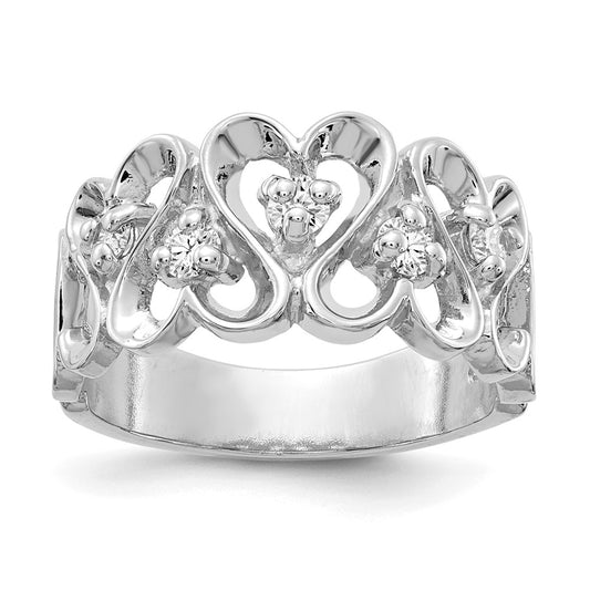 Shop Exclusive 14K White Gold Heart Ring with AA Diamonds - Stylish Value!