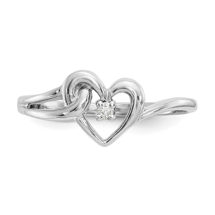 Shop 14K White Gold Polished Heart Ring with AA Diamonds - Stylish Luxury!-4