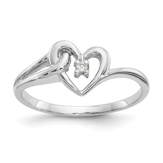 Shop 14K White Gold Polished Heart Ring with AA Diamonds - Stylish Luxury!