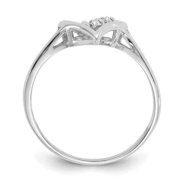Exclusive 14K White Gold Polished Heart Ring with AA Diamonds | Stylish Value