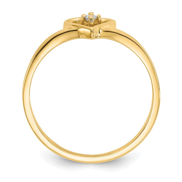 Exclusive 14K Gold Polished Heart Ring with AA Diamonds - Stylish Value