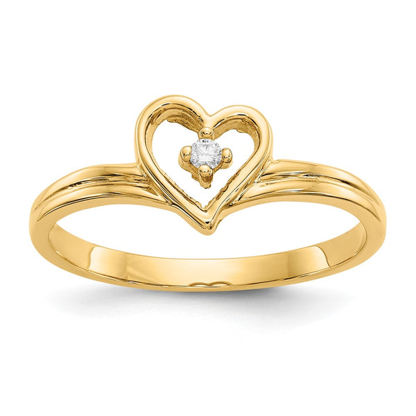 Exclusive 14K Gold Polished Heart Ring with AA Diamonds - Stylish Value
