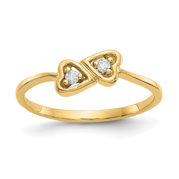 Buy Exclusive 14K Gold Polished Heart Ring with AA Diamonds - Stylish Value