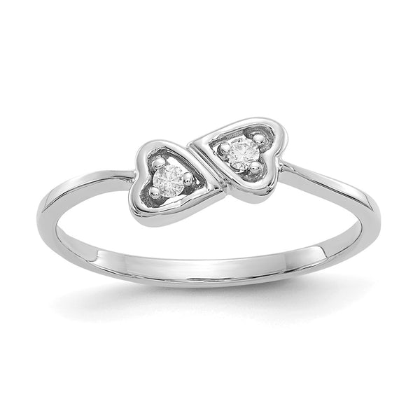High-Quality 14K White Gold Heart Ring with AA Diamonds - Stylish Value!
