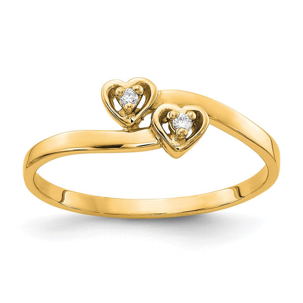 14K Polished Heart Ring with AA Diamonds - Style GR1-1020582