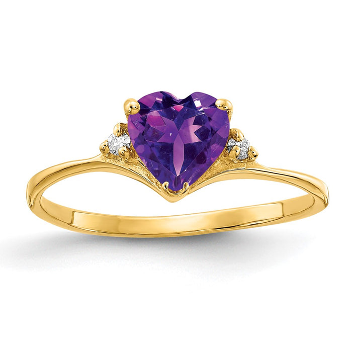 Buy 14K Gold 6mm Heart-Shaped Amethyst AAA Diamond Ring - Stylish Luxury Value!-1
