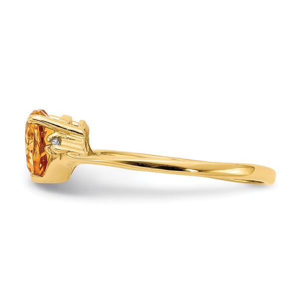14K Gold Citrine and Diamond Ring