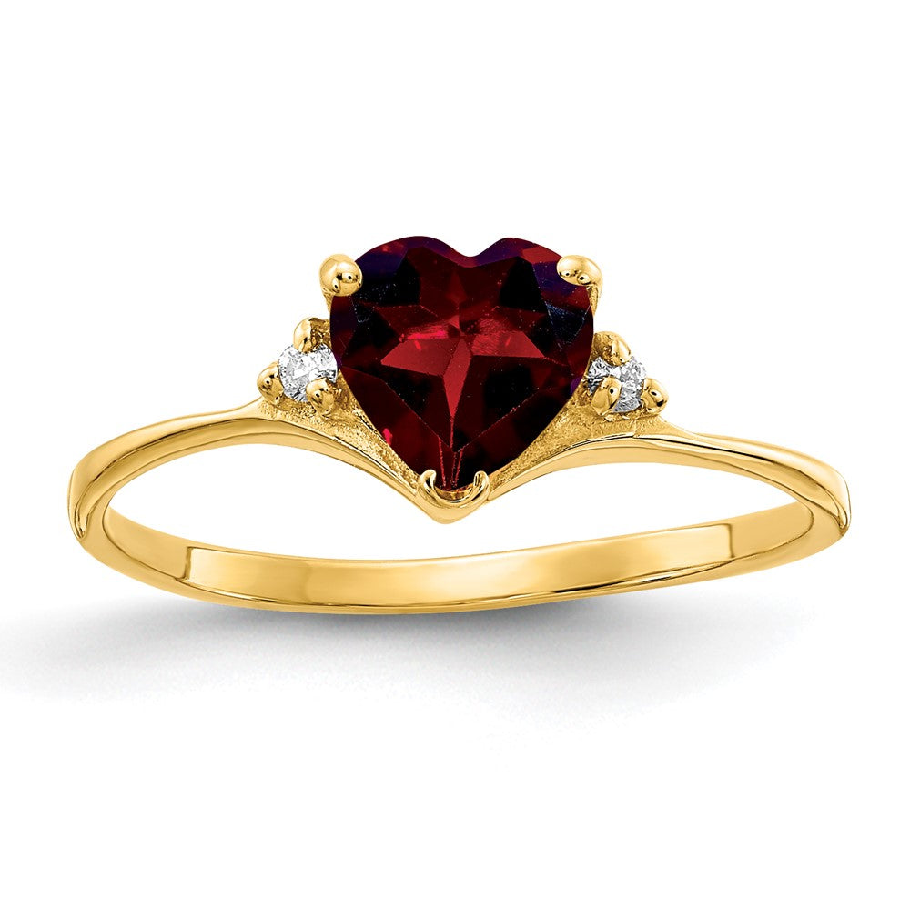 Exclusive 14K Gold 6mm Heart-Shaped Garnet Ring with AAA Diamonds - Stylish Value