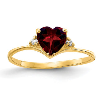 Shop Exclusive 14K Gold 6mm Heart-Shaped Garnet & VS Diamond Ring - Stylish Value