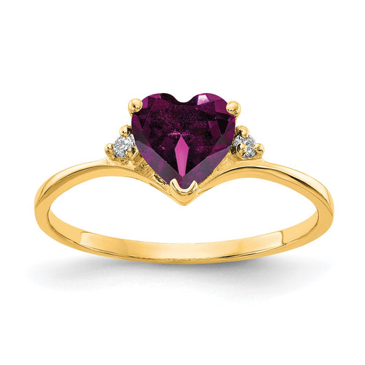 Buy Exclusive 14K Gold 6mm Heart-Shaped Rhodolite Garnet Ring with AAA Diamonds