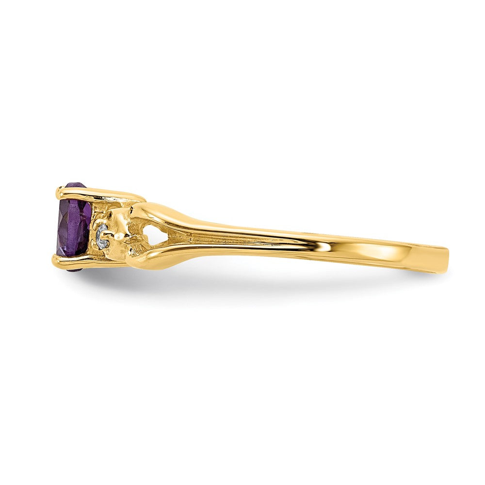 Exclusive 14K Gold 5mm Heart-Shaped Amethyst Ring with AA Diamonds - Stylish Value!