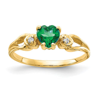 Exclusive 14K Gold 5mm Heart-Shaped Emerald & Diamond Ring - Stylish Luxury