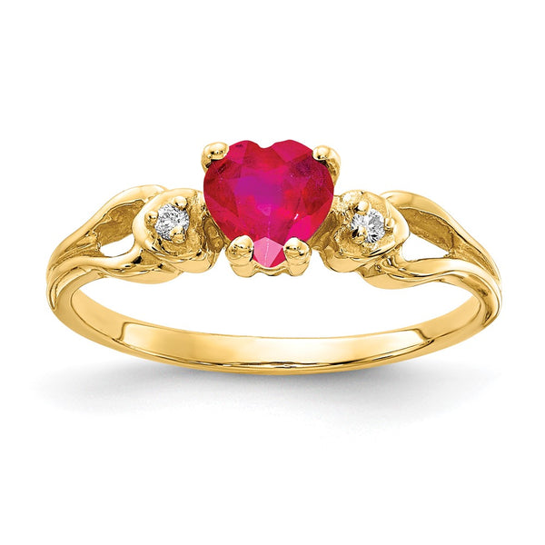 Exclusive 14K Gold 5mm Heart-Shaped Ruby & AA Diamond Ring - Stylish Luxury