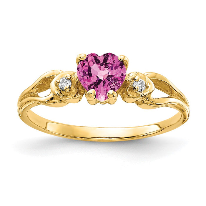 Shop Exclusive 14K Gold 5mm Heart-Shaped Pink Sapphire & AA Diamond Ring-1