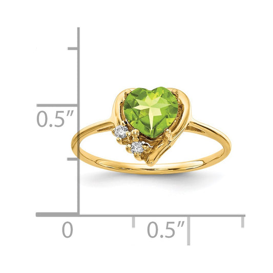 Shop Exclusive 14K Gold 6mm Heart-Shaped Peridot & AAA Diamond Ring