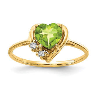Shop Stylish 14K Gold 6mm Heart-Shaped Peridot AA Diamond Ring - Luxury Value