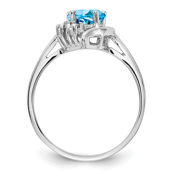 14K Gold Blue Topaz & Diamond Ring - Gemstone