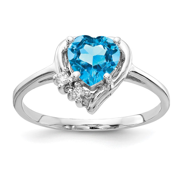 14K Gold Blue Topaz & Diamond Ring - Gemstone
