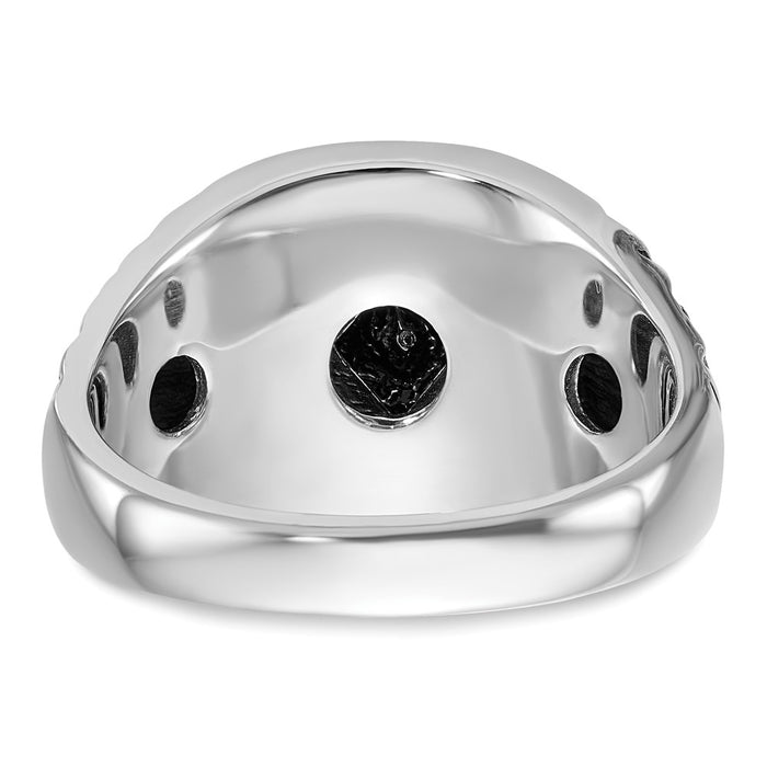 Exclusive Men's 14K White Gold Masonic Ring | Polished, Textured Design, Diamonds-5