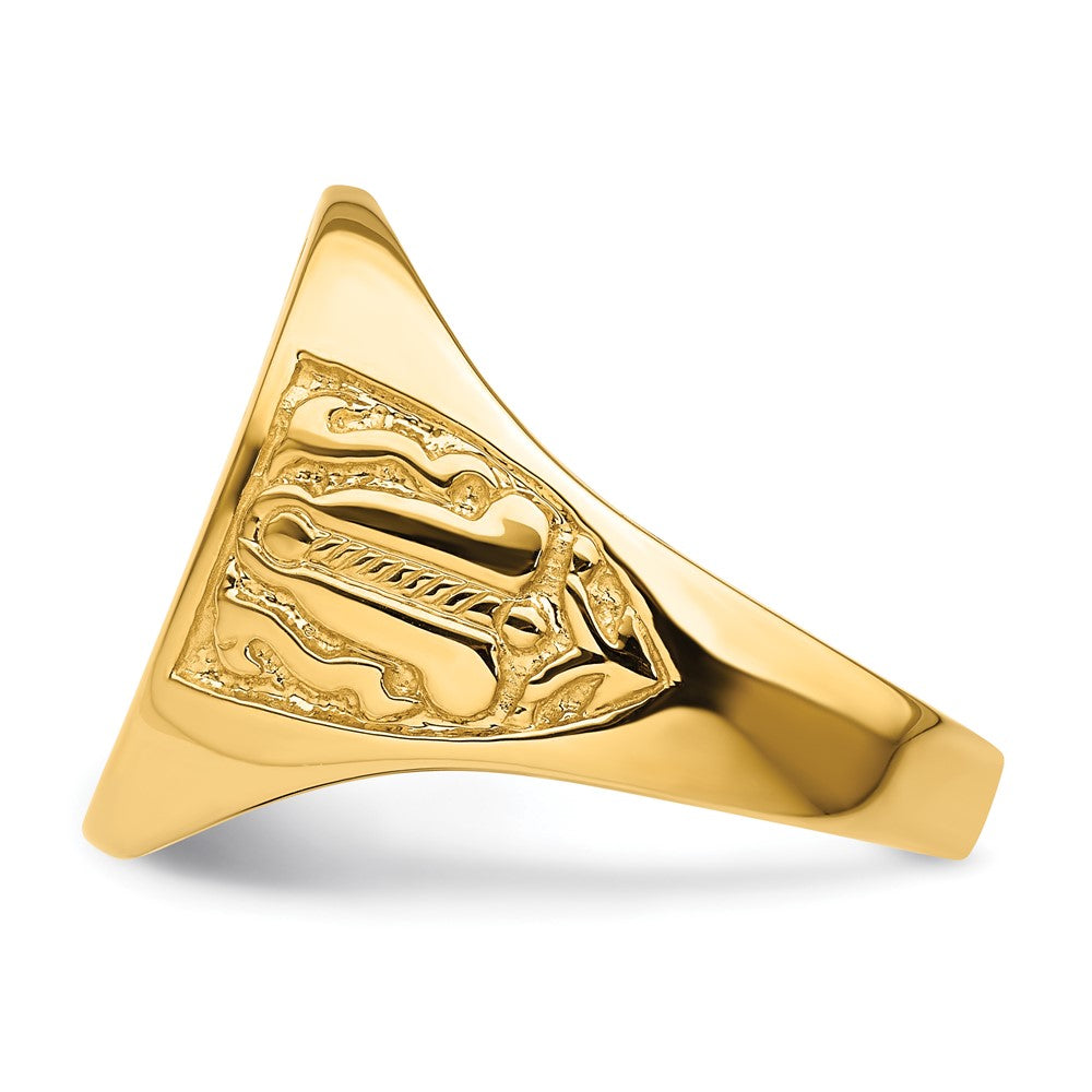 Shop Exclusive 14K Men's Polished Masonic Ring - Stylish Grooved Design, Affordable Price