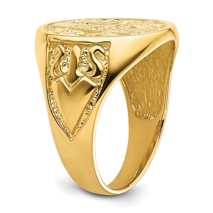 Shop Exclusive 14K Men's Polished Masonic Ring - Stylish Grooved Design, Affordable Price-6
