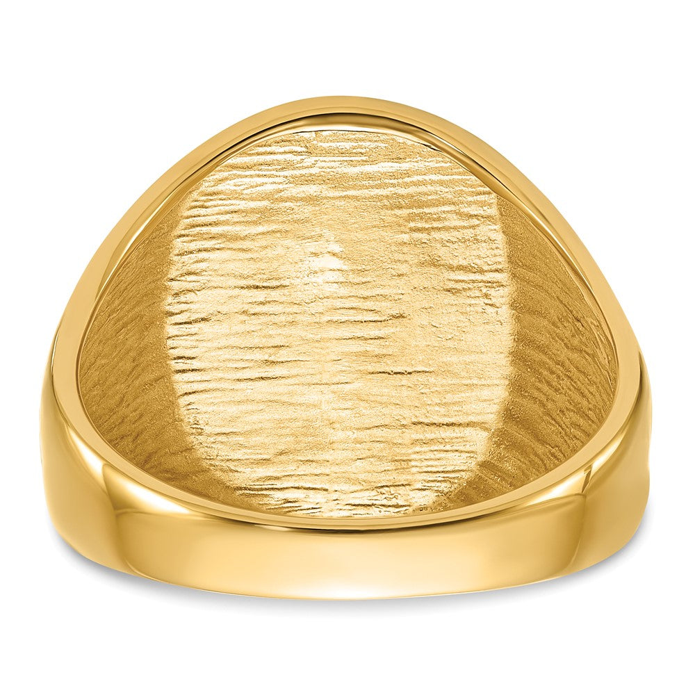 Exclusive 14K Men's Polished Masonic Ring - Stylish Grooved Design & Black Enamel
