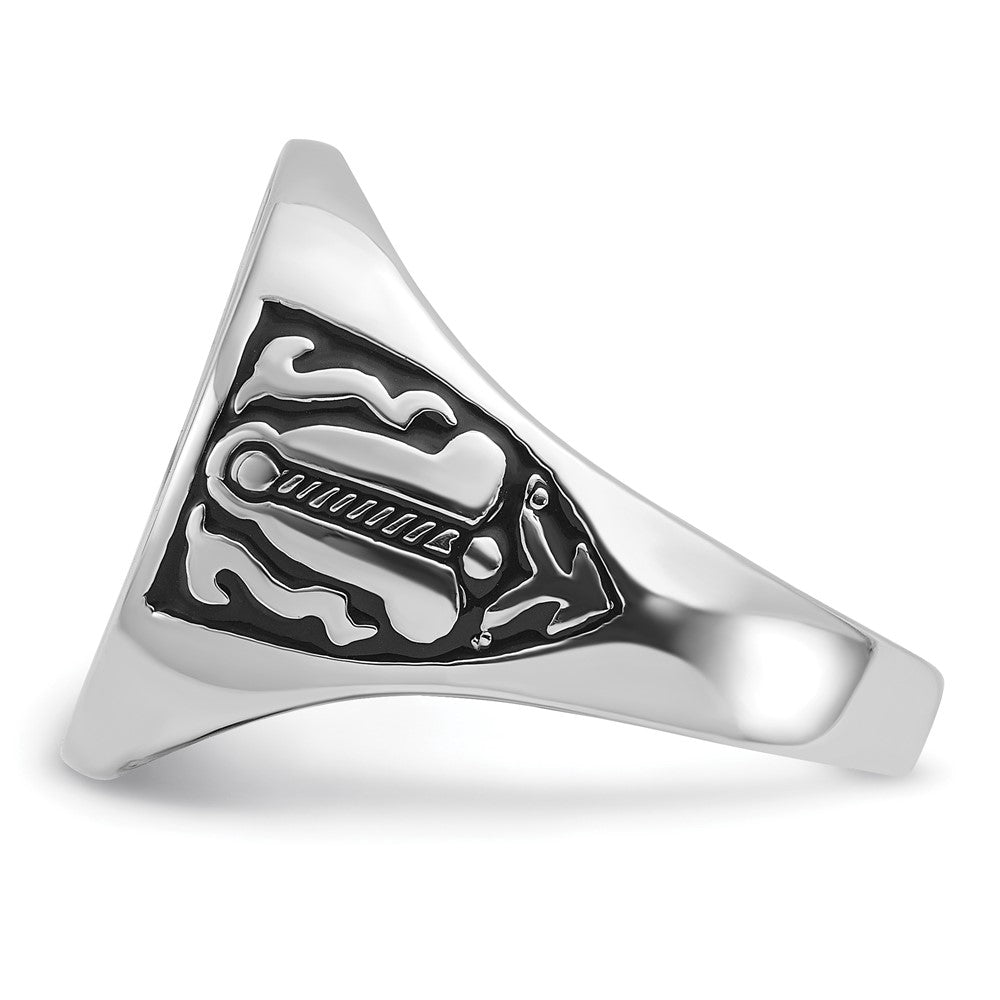 Shop Stylish Men's 14K White Gold Masonic Ring - Polished, Grooved, Affordable!