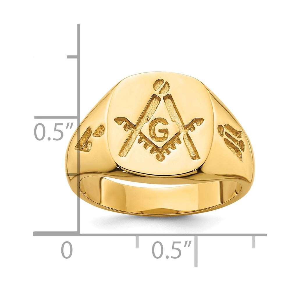 Buy Stylish 14K Men's Polished Masonic Ring - Grooved Design, Affordable Luxury!