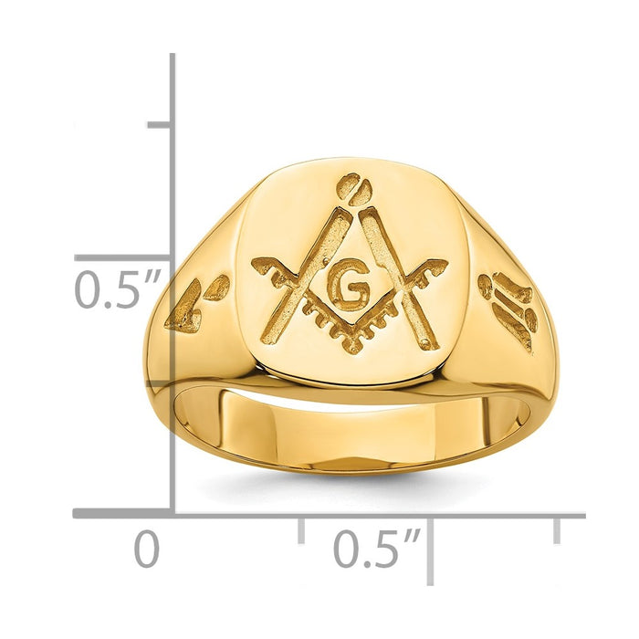 Buy Stylish 14K Men's Polished Masonic Ring - Grooved Design, Affordable Luxury!-7