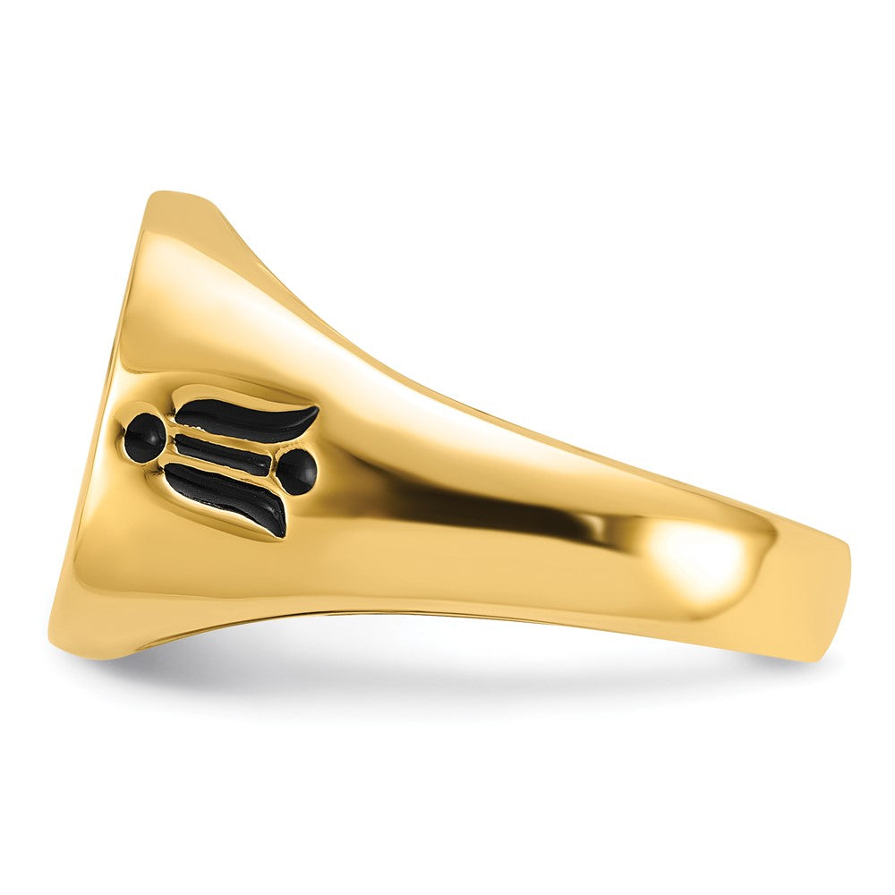 Shop Exclusive 14K Men's Polished Masonic Ring - Stylish Grooved Design & Enamel