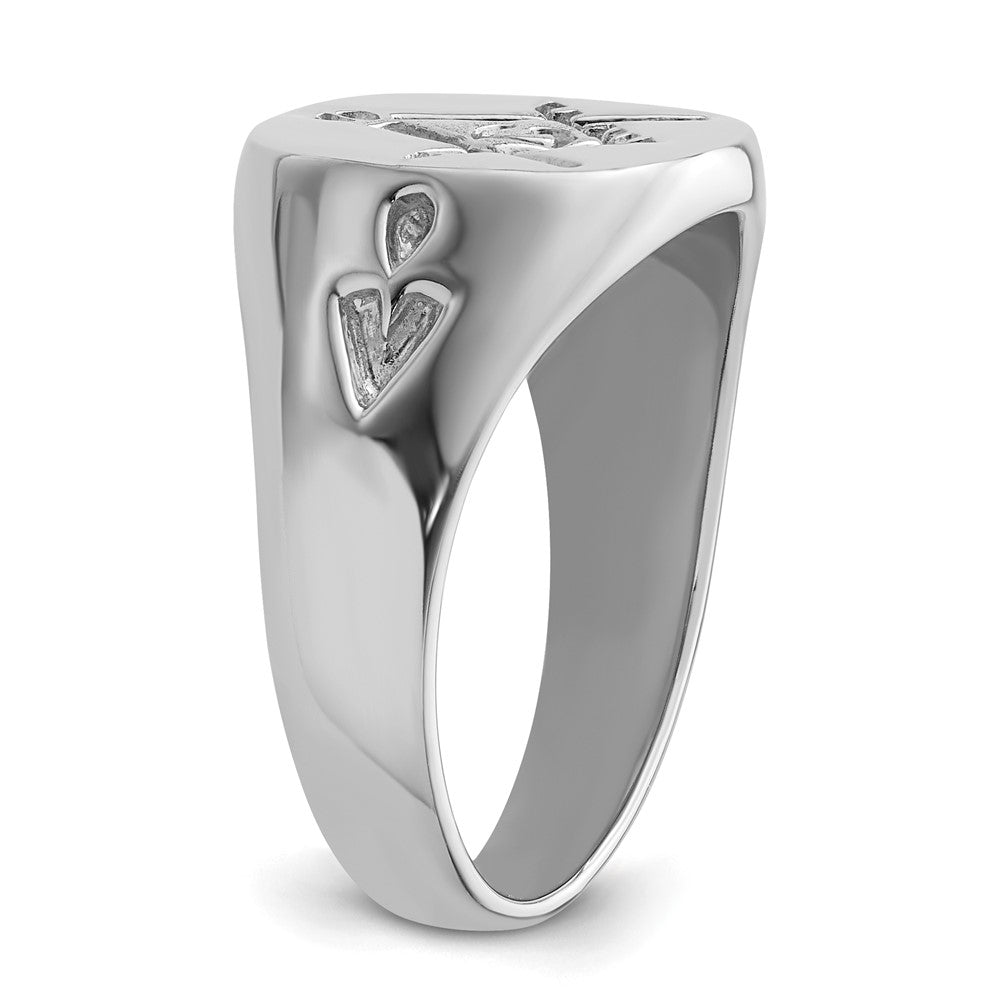 Exclusive Men's 14K White Gold Masonic Ring - Stylish Grooved Design