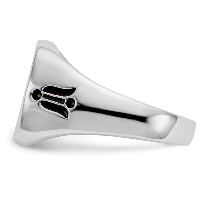 Exclusive Men's 14K White Gold Masonic Ring - Stylish Polished Finish & Grooved Design-4