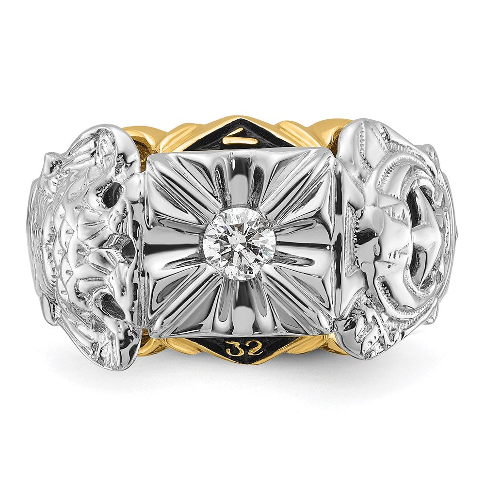 Buy Exclusive 14K Two-Tone Men's Masonic Ring, AA Diamond, Stylish Finish