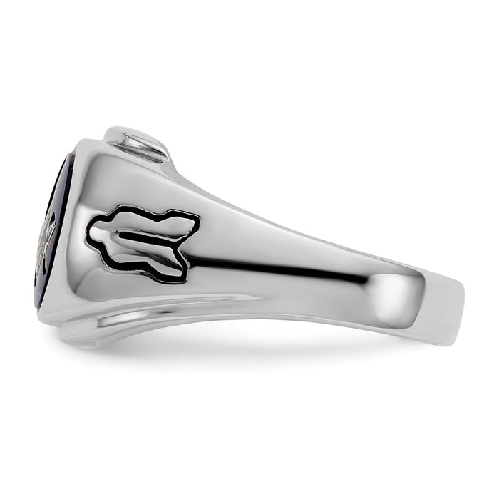 Exclusive Men's 14K White Gold Masonic Ring - Stylish Design with Imitation Blue Spinel Accent-4