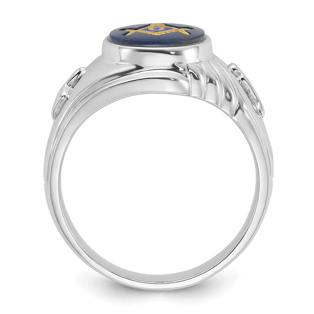 Exclusive Men's 14K White Gold Masonic Ring | Stylish Imitation Blue Spinel, Value!