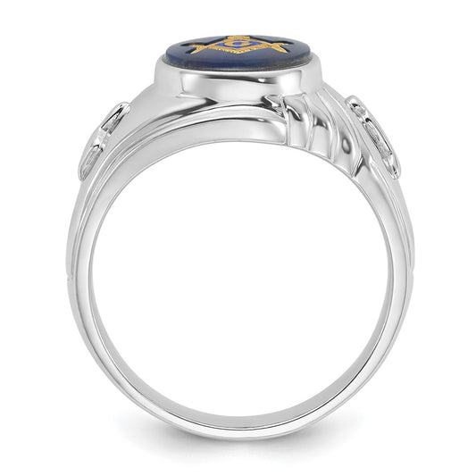Exclusive Men's 14K White Gold Masonic Ring | Stylish Imitation Blue Spinel, Value!