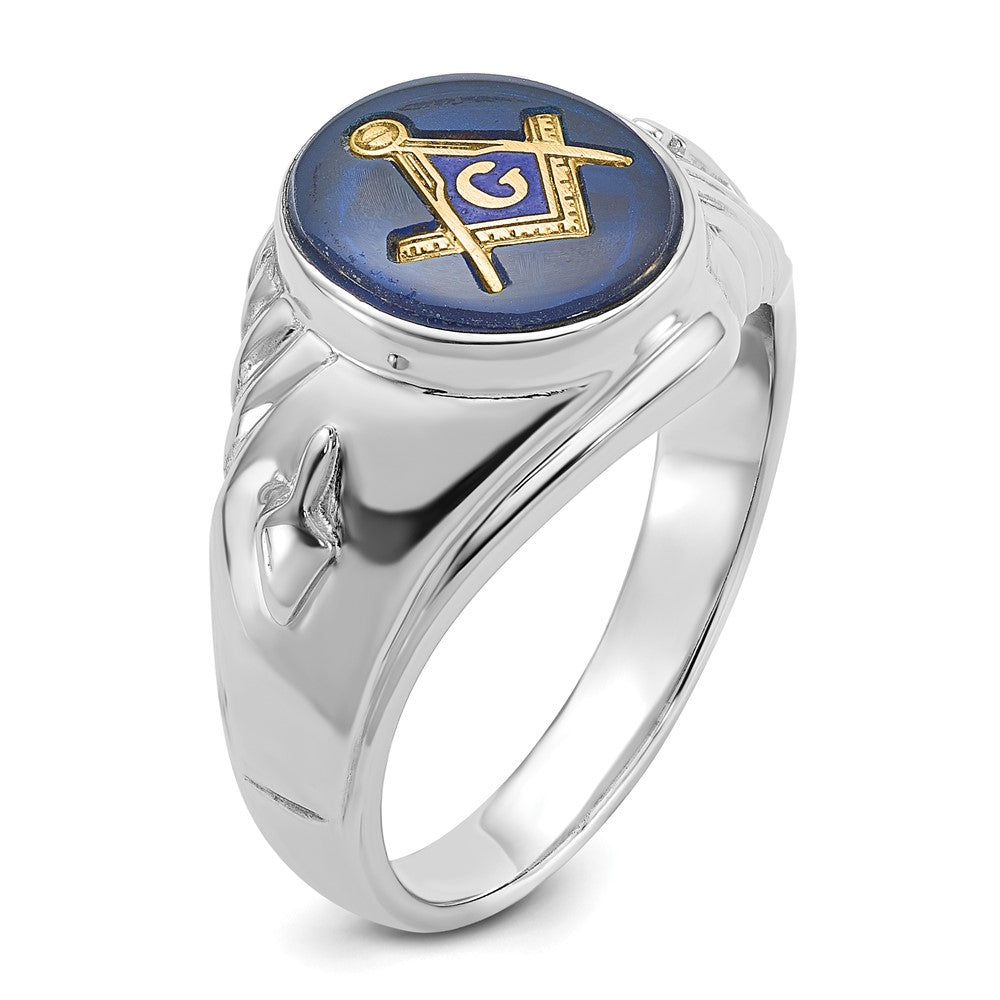 Exclusive Men's 14K White Gold Masonic Ring | Stylish Imitation Blue Spinel, Value!