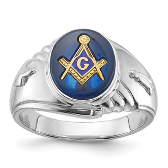 Exclusive Men's 14K White Gold Masonic Ring | Stylish Imitation Blue Spinel, Value!