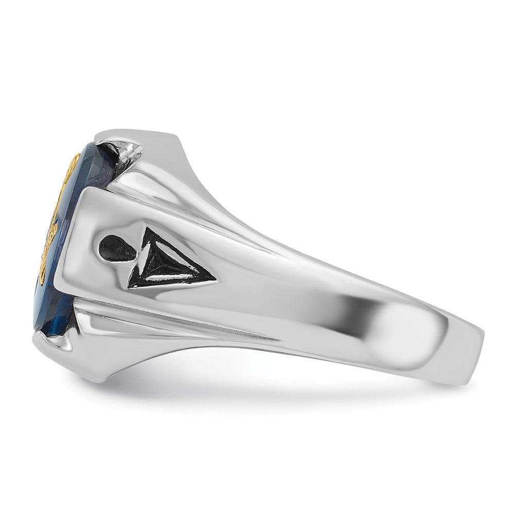 Shop Stylish Men's 14K White Gold Masonic Ring - 0.85mm with Blue Spinel Accent
