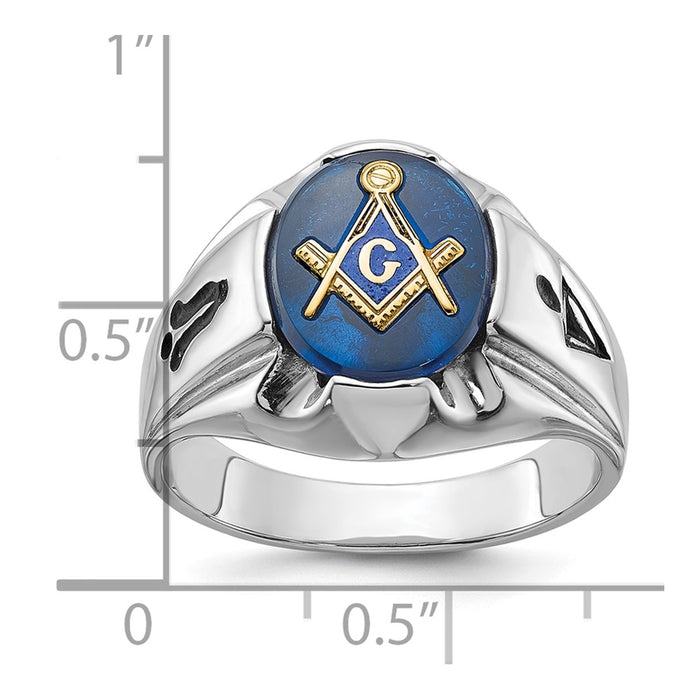 Shop Stylish Men's 14K White Gold Masonic Ring - 0.85mm with Blue Spinel Accent-9