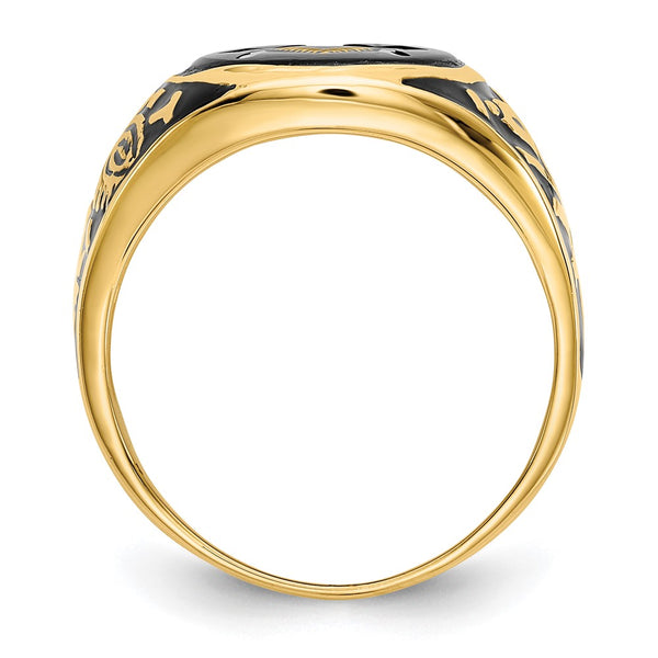 14K Men's Masonic Ring with Onyx Stone
