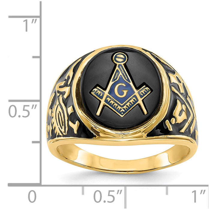 Shop Exclusive 14K Men's Masonic Ring with Onyx Stone, Stylish Finish-6