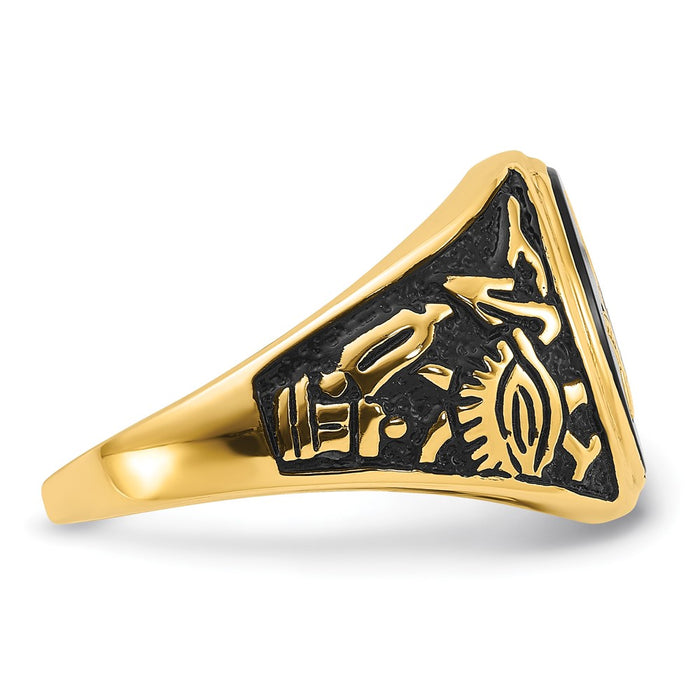 Shop Exclusive 14K Men's Masonic Ring with Onyx Stone, Stylish Finish-9